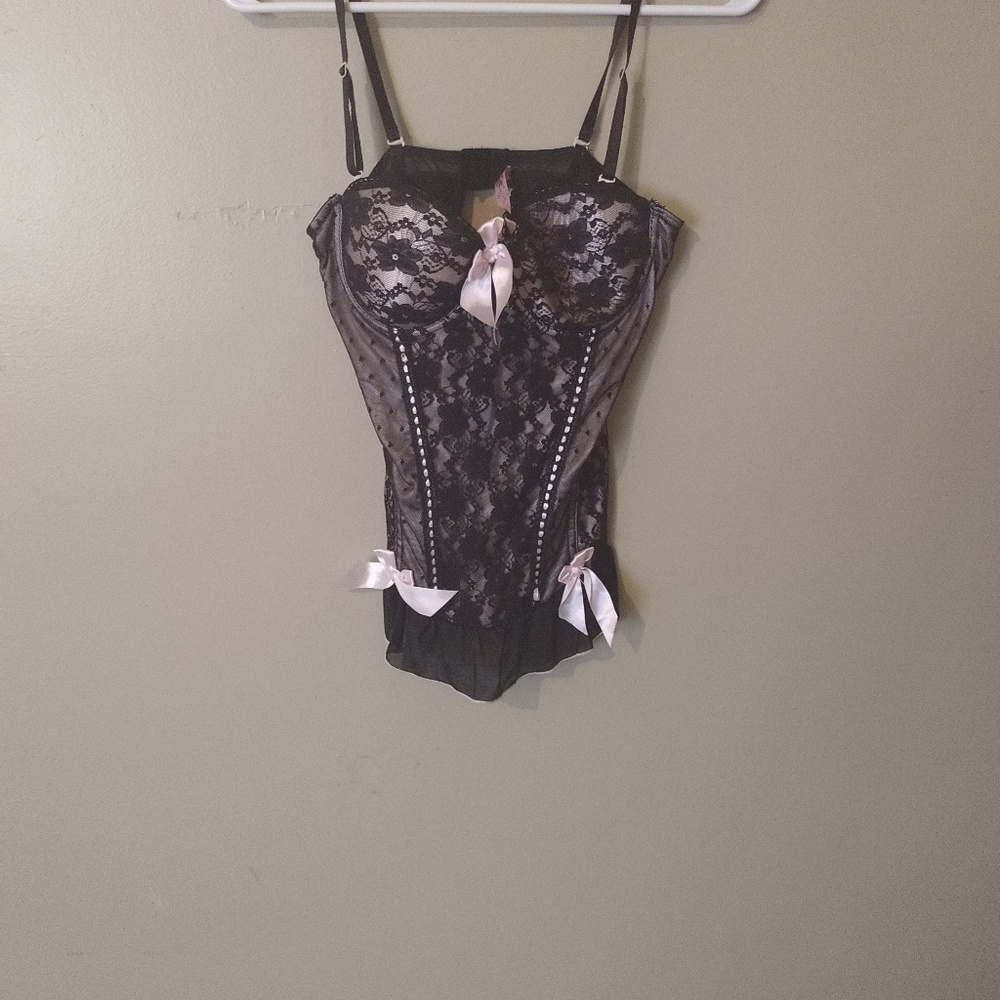 Natural refleblack see thru and pink silk lingerie